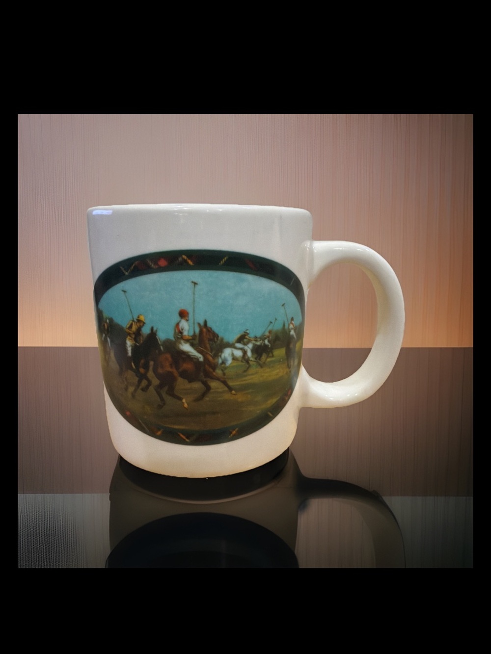 Ralph Lauren Polo Equestrian Coffee Mug Horse Racing Vintage Ceramic Cup Rare